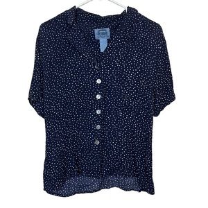 Cambridge Dry Goods Blue Polka Dot Button Down Size 12 Women
